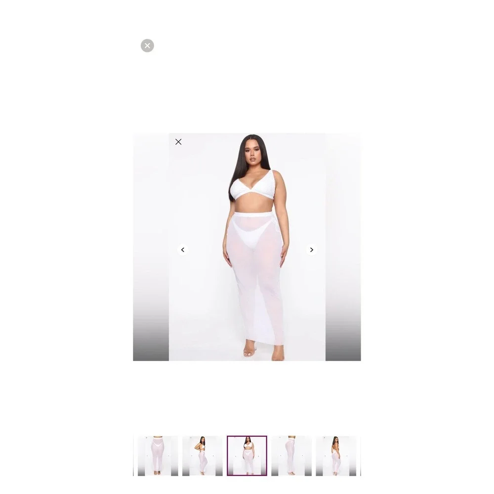 Fashion Nova Walking By The Water Coverup Skirt White Sheer Mesh Maxi Small